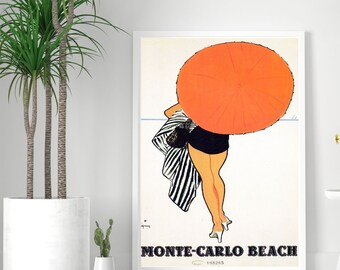 Monte Carlo Poster, Art Deco Wall Art, Retro Travel Poster, Vintage French Travel Poster, Trendy Wall Art, Apartment Wall Art, Digital Print