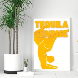 Tequila Sunrise, Cocktail Poster, Bar Cart Art Print, Retro Cocktail Print, Cocktail Wall Art, Bar Cart Poster, Eclectic wall art, Digital