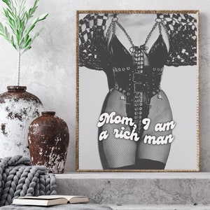 Mom I  am a Rich Man, Cher Print, Aesthetic poster, Maximalist Decor, Edgy Art Print, Trendy Poster Retro Wall Art