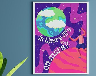 Psychedelic Poster, Space Poster, Retro Wall Art, Vintage Wall Art groovy decor