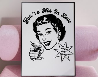 Bar Cart Wall Art, Retro Wall Art, Cocktail Wall Art, Trendy Posters, Vintage art print, Preppy Wall Art, Funny Art Poster