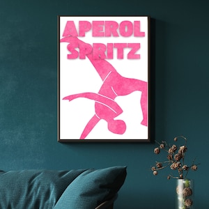 Aperol Spritz Cocktail Poster, Bar Cart Art Print, Eclectic Art, Retro Cocktail Print, Cocktail Wall Art, Bar Cart Poster, funky wall art