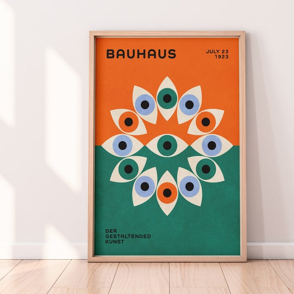 Cartel de la Bauhaus, arte de la pared de la Bauhaus, impresión de la exposición de la Bauhaus, arte de descarga instantánea, arte de la pared funky, arte de la pared del carrito de la barra, arte moderno de mediados de siglo