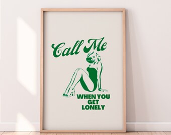 Retro Pin Up Girl Poster, Trendy Wall Art, Funky Wall Art, Preppy Wall Art, Retro Trendy Prints, Apartment Wall Art, Digital Download Art