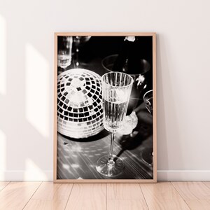 Disco Ball Print, Preppy Wall Art, Trendy Wall Art, Girly Wall Art, Dorm Room Decor, Funky Wall Art, Black White Silver Print, funky art print, apartment wall art, dorm room wall art, eclectic art print, gallery wall art, aesthetic wall art
