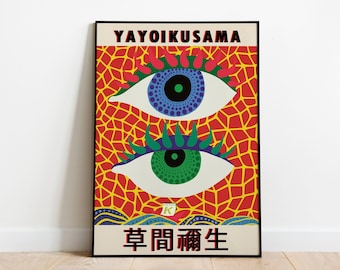 yayoi kusama print, yayoi kusama poster, exhibition poster, evil eye wall art