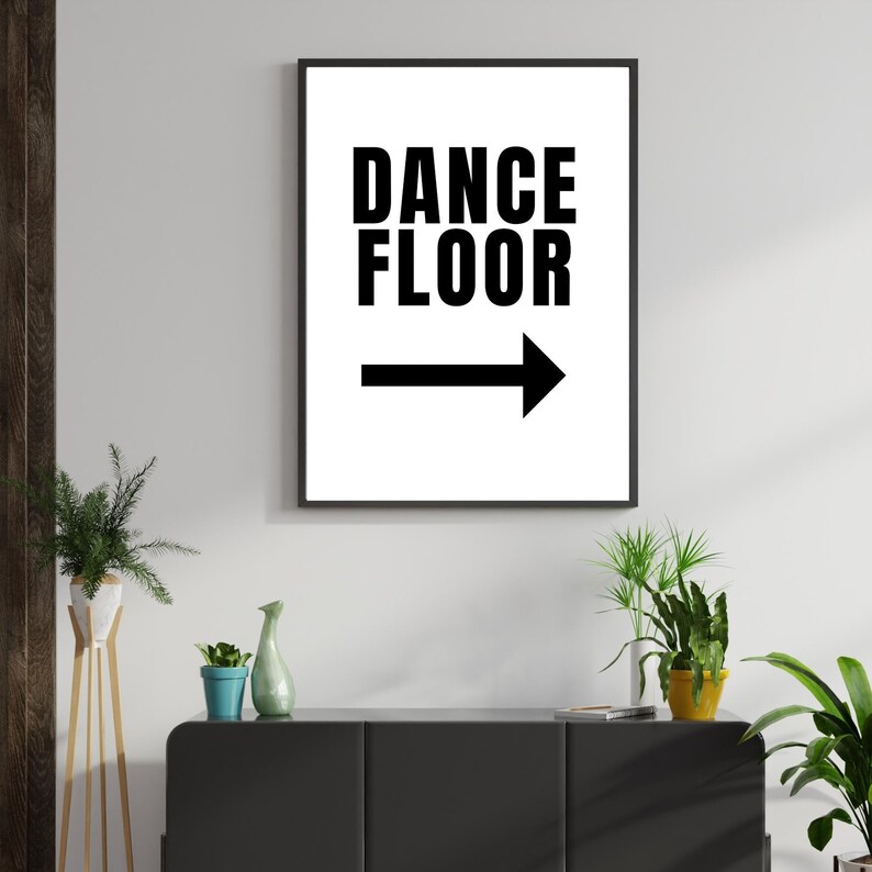 Dance Floor Poster Trendy Extra Large Apartment Wall Art Eclectic Gallery Art Print Minimalist Black and White Word Art Print image 8