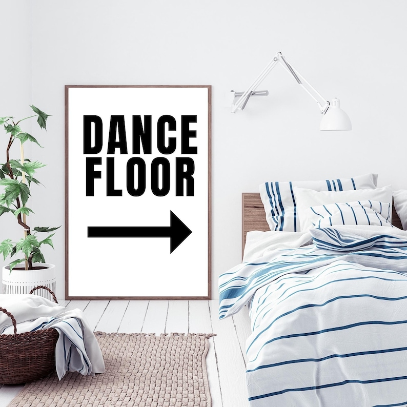 Dance Floor Poster Trendy Extra Large Apartment Wall Art Eclectic Gallery Art Print Minimalist Black and White Word Art Print image 1