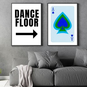 Dance Floor Poster Trendy Extra Large Apartment Wall Art Eclectic Gallery Art Print Minimalist Black and White Word Art Print image 9