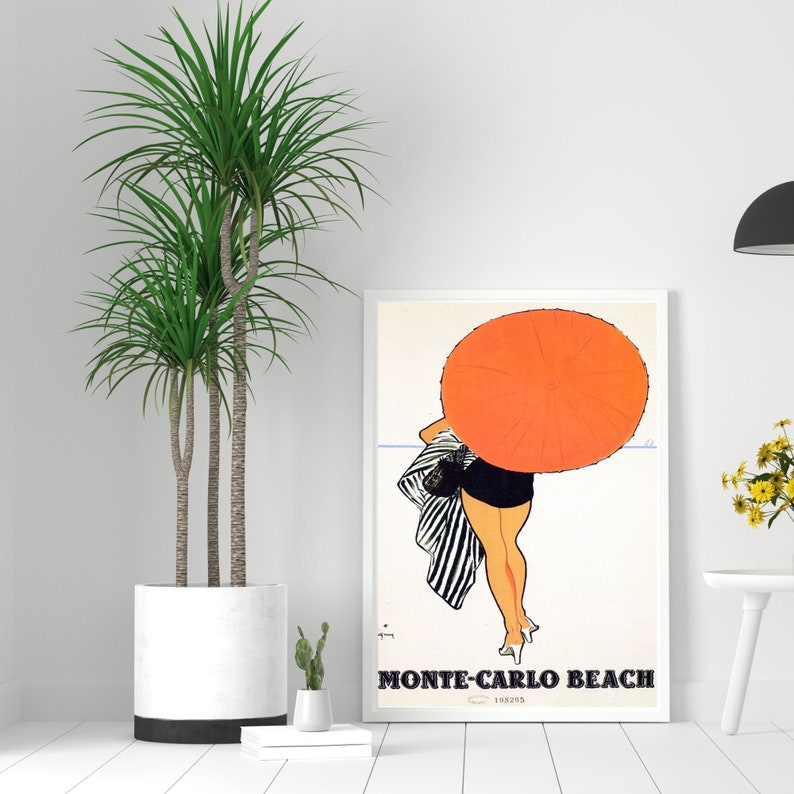 Monte Carlo Poster, Art Deco Wall Art, Retro Travel Poster, Vintage French Travel Poster, Trendy Wall Art, Apartment Wall Art, Digital Print