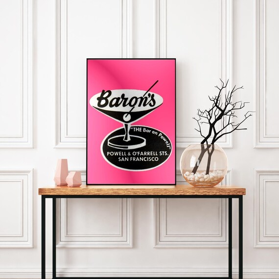Retro Cocktail Print, Bar Cart Print, Cocktail Wall Art, Cocktail Poster, Vintage Bar Art, Kitchen Wall Decor, Oversized Wall Art