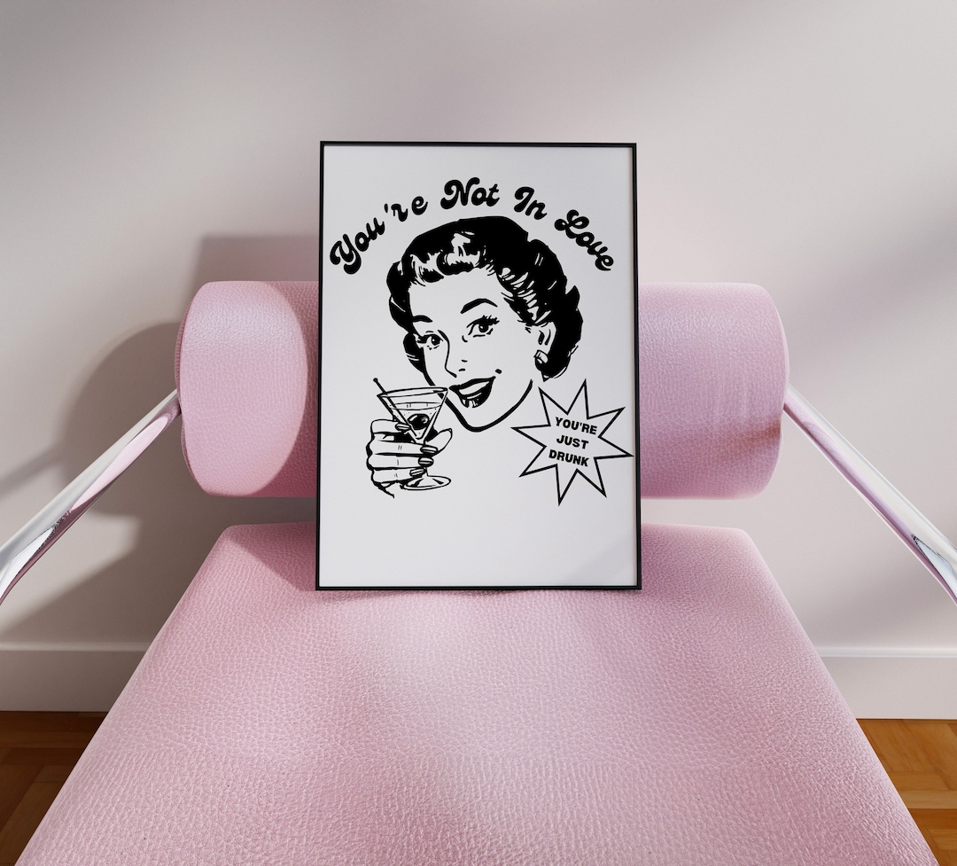 Bar Cart Wall Art Retro Wall Art Cocktail Wall Art Trendy Etsy