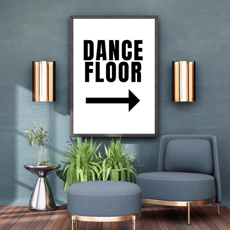Dance Floor Poster Trendy Extra Large Apartment Wall Art Eclectic Gallery Art Print Minimalist Black and White Word Art Print image 4
