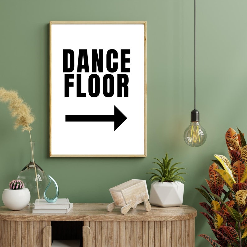 Dance Floor Poster Trendy Extra Large Apartment Wall Art Eclectic Gallery Art Print Minimalist Black and White Word Art Print image 6