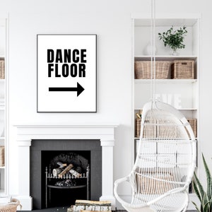Dance Floor Poster Trendy Extra Large Apartment Wall Art Eclectic Gallery Art Print Minimalist Black and White Word Art Print image 3