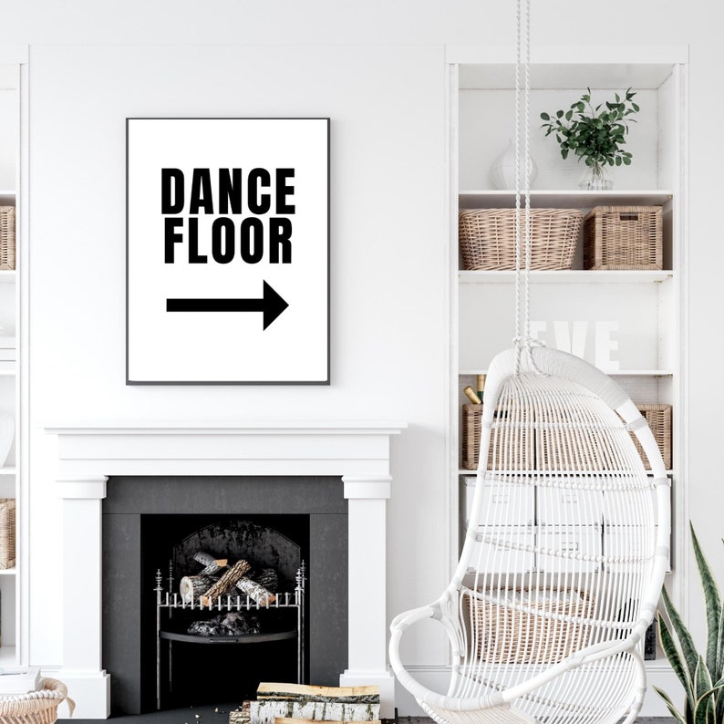 Dance Floor Poster Trendy Extra Large Apartment Wall Art Eclectic Gallery Art Print Minimalist Black and White Word Art Print image 3
