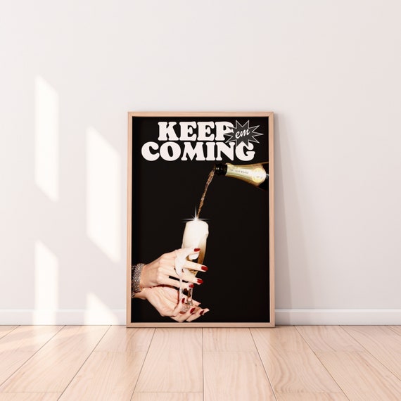 Bar Cart Wall Art, Champagne Wall Art, Cocktail Poster, Trendy Posters, Alcohol Poster, Retro Wall Art, Apartment Art, Bar Cart Wall Decor
