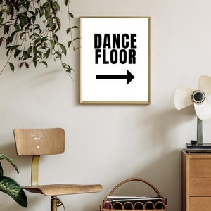 Dance Floor Poster Trendy Extra Large Apartment Wall Art Eclectic Gallery Art Print Minimalist Black and White Word Art Print image 5
