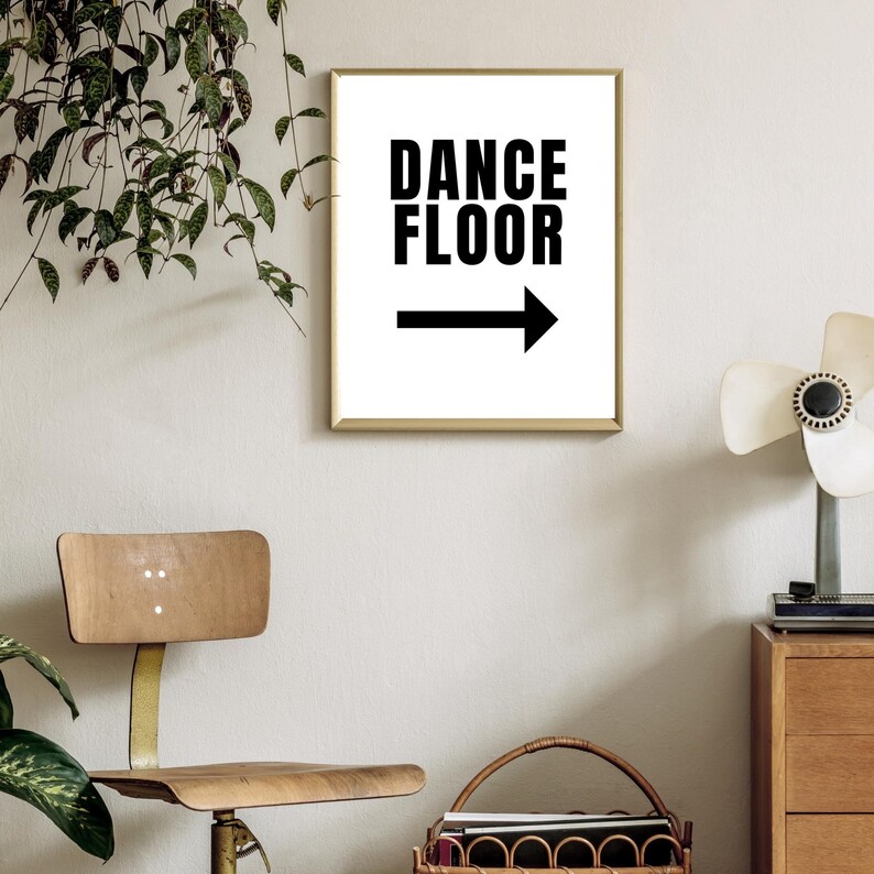 Dance Floor Poster Trendy Extra Large Apartment Wall Art Eclectic Gallery Art Print Minimalist Black and White Word Art Print image 5