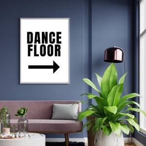 Dance Floor Poster Trendy Extra Large Apartment Wall Art Eclectic Gallery Art Print Minimalist Black and White Word Art Print image 2