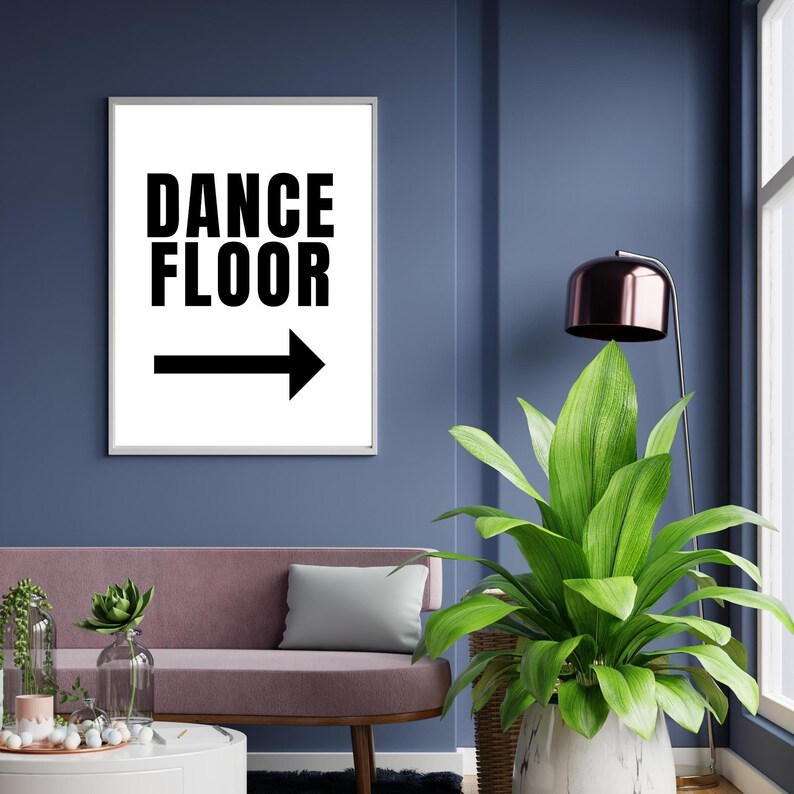 Dance Floor Poster Trendy Extra Large Apartment Wall Art Eclectic Gallery Art Print Minimalist Black and White Word Art Print image 2
