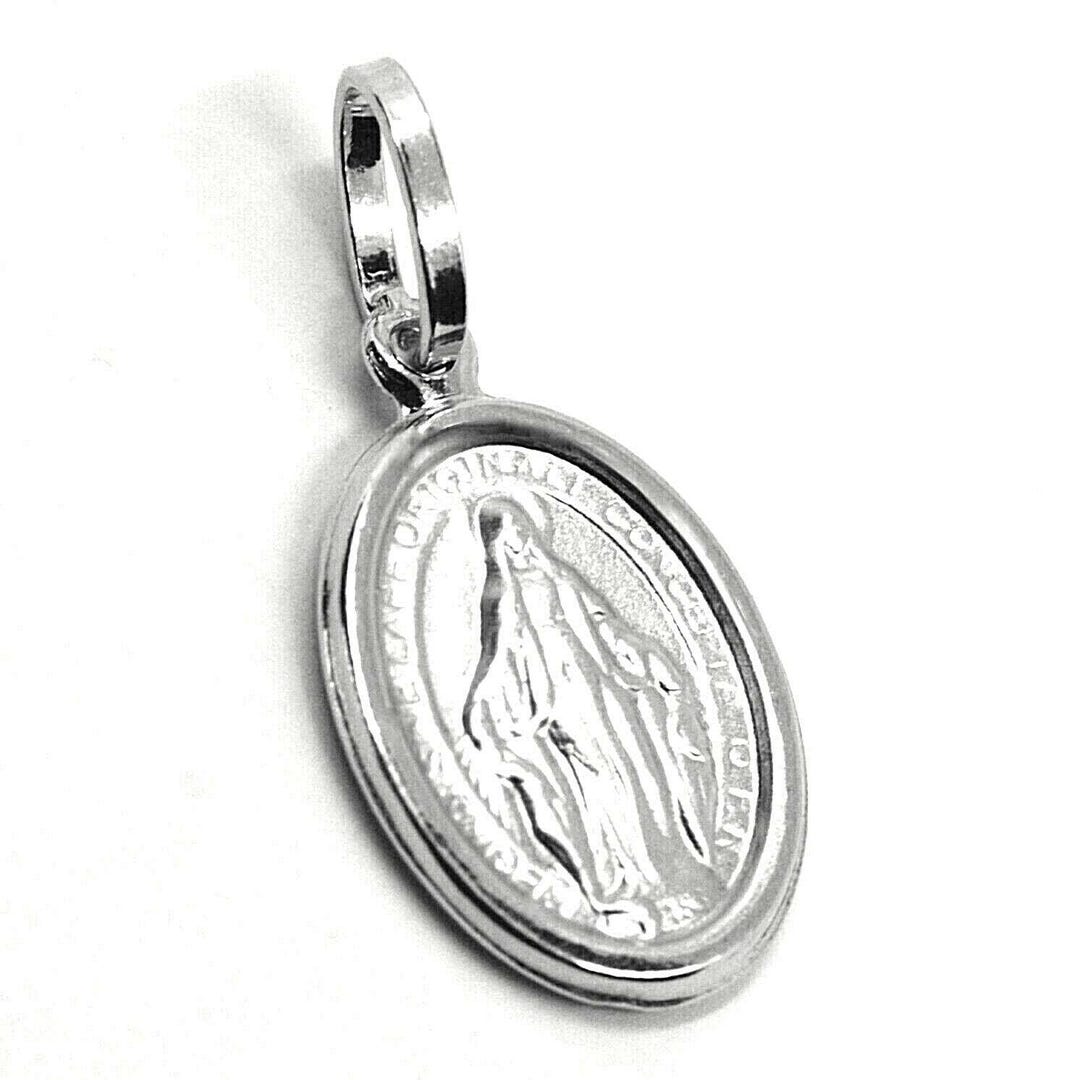 Medalla milagrosa de la Virgen María en oro blanco de 18k, 1,5 cm, 0,6 ...