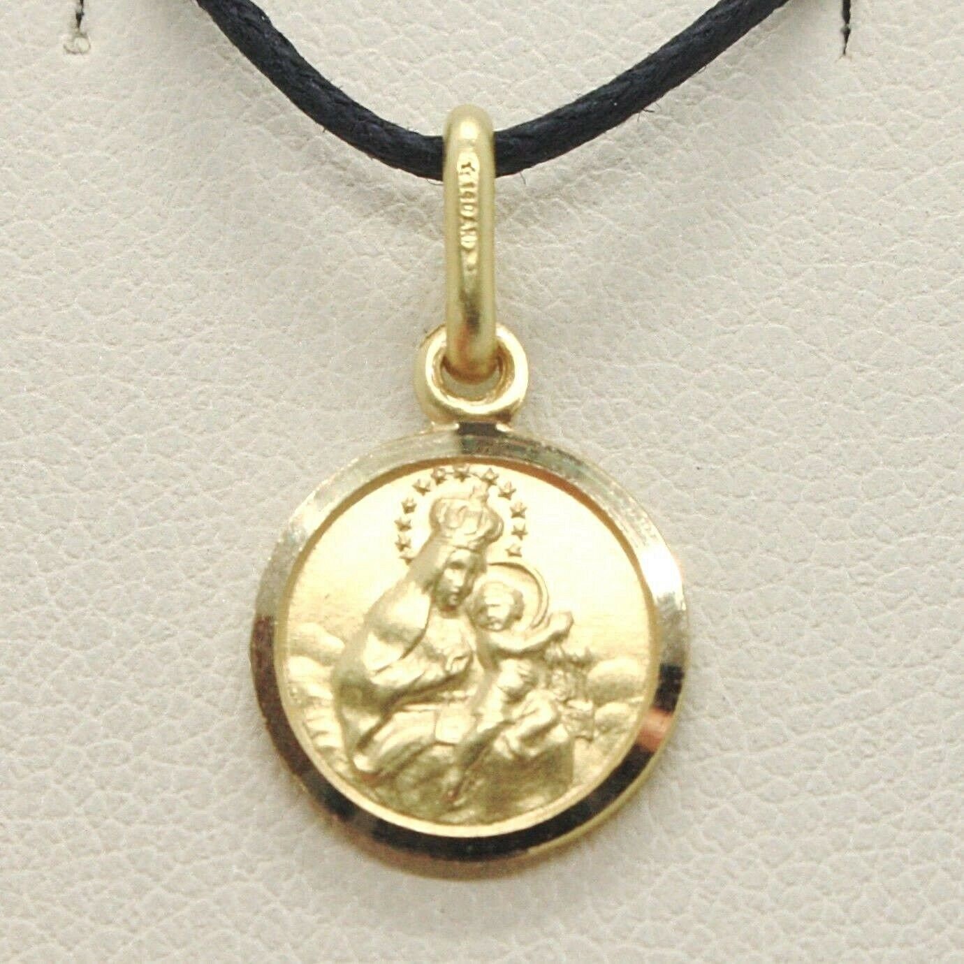 18k Yellow Gold Scapular Our Lady of Mount Carmel Sacred Heart Medal ...