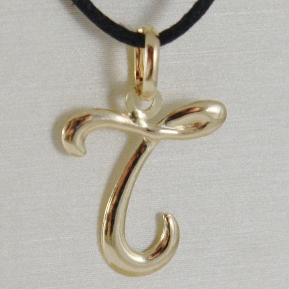 14k Yellow Gold Initial Letter 'T' Charm Pendant - 0.7 Inch, Solid Gold Personalized Jewelry - View #9