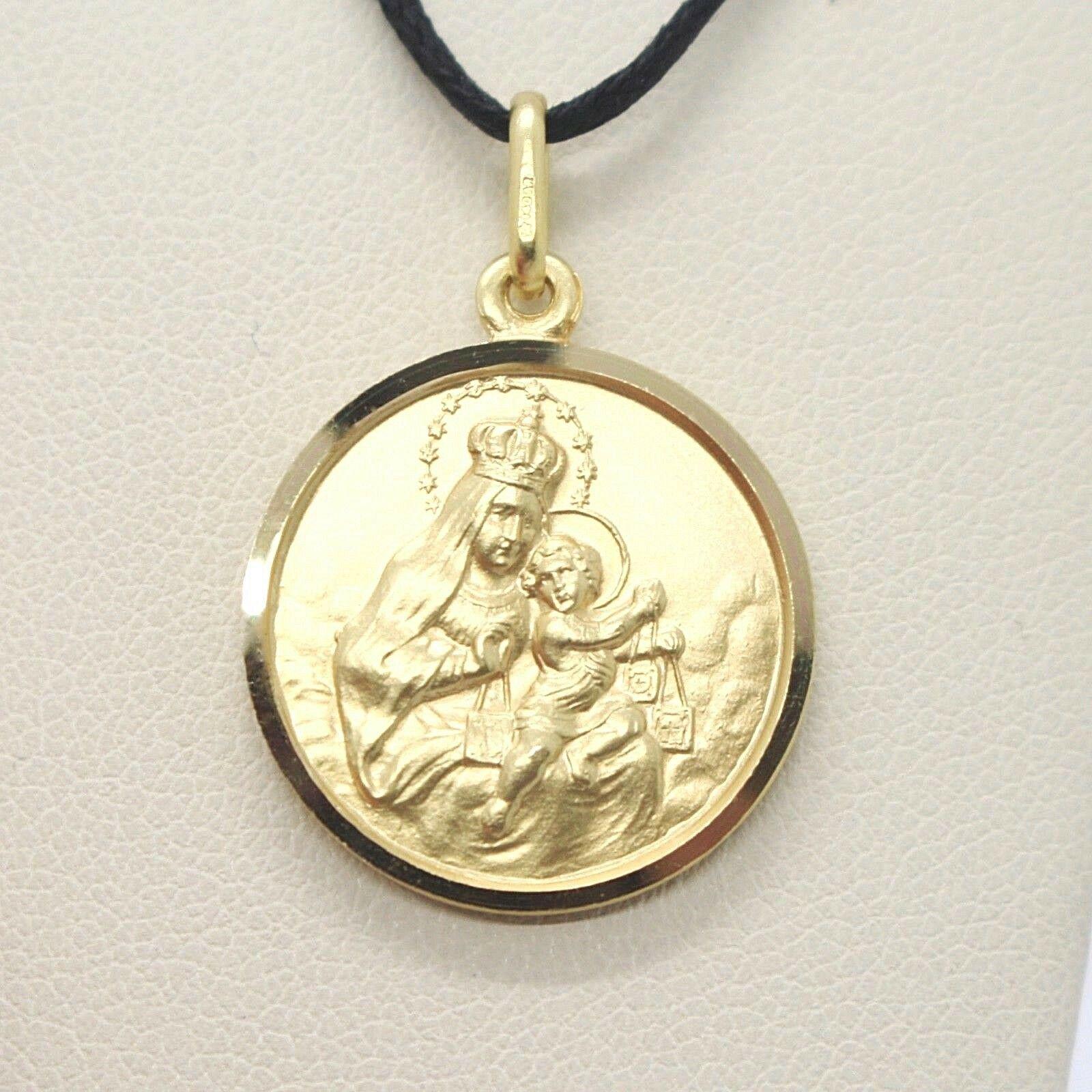 18k Yellow Gold Scapular Our Lady of Mount Carmel Sacred Heart Medal ...