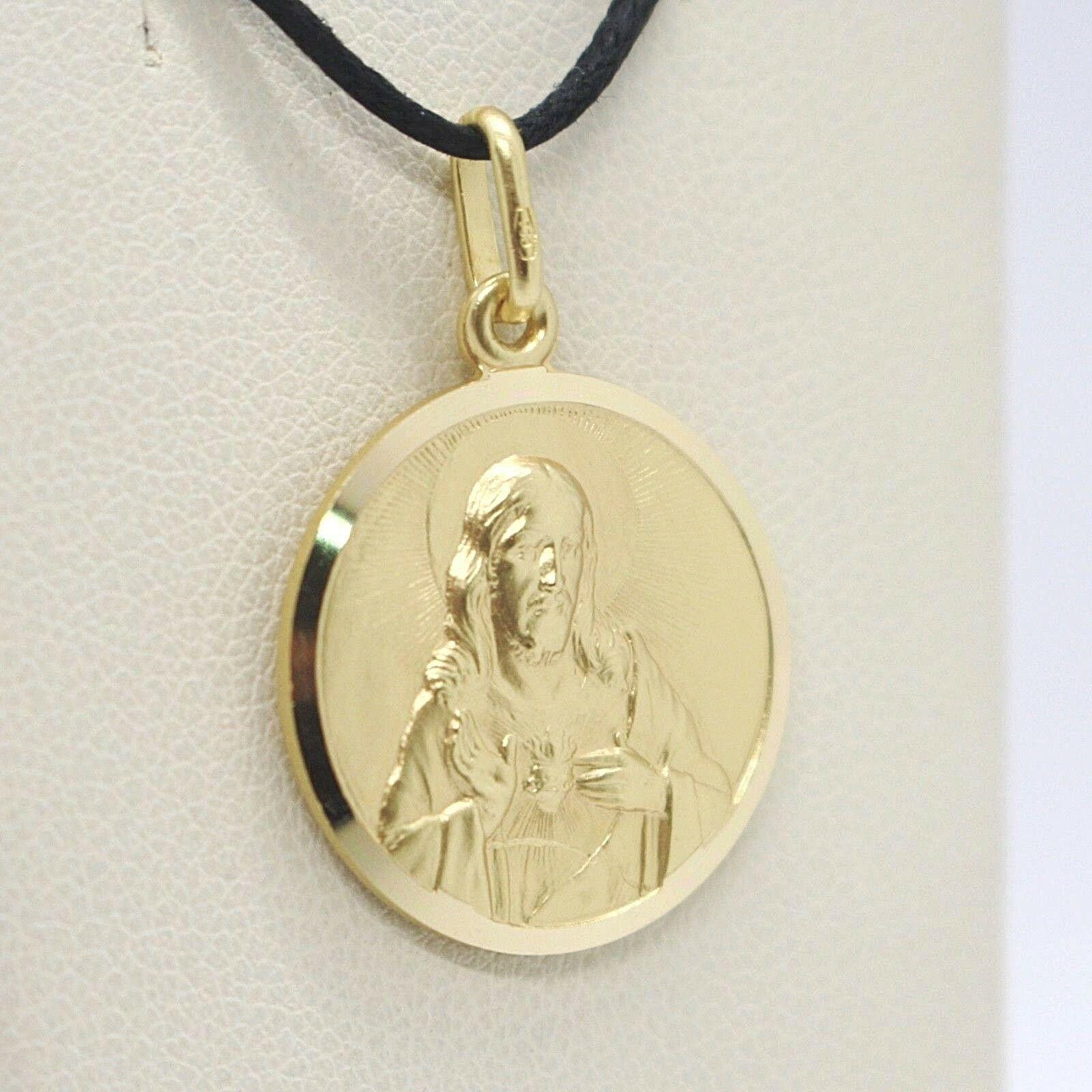 18k Yellow Gold Scapular Our Lady of Mount Carmel Sacred Heart Medal ...