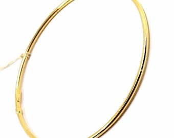 18k yellow gold bracelet, rigid, bangle, 2 mm thickness, smooth, made in Italy