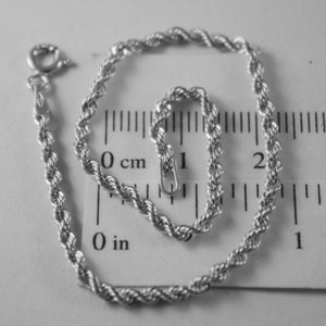 18k white gold bracelet, braid rope link, 7.30 inches long, made in Italy