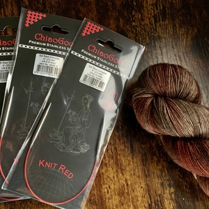 Chiaogoo 9" Fixed Circular Needles | SS Knit Red Regular | Use for Accessories, Hats, Sleeves