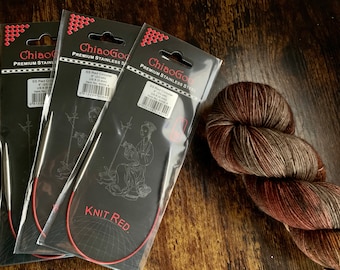 Chiaogoo 9" Fixed Circular Needles | SS Knit Red Regular | Use for Accessories, Hats, Sleeves