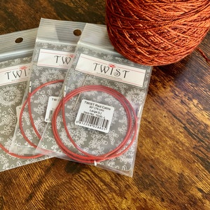 SET OF 5-chiaogoo Twist Red SMALL Cables Chiaogoo Interchangeable Cables  Chiaogoo Twist Red Cable-chiaogoo Spin Cables-chiaogoo Accesories 