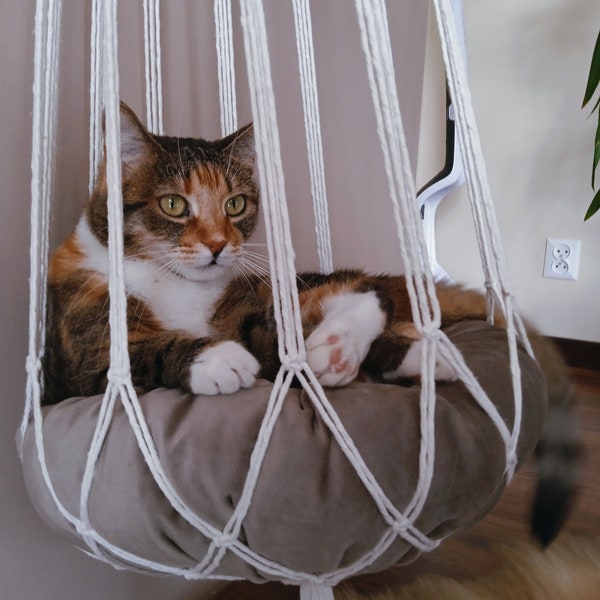 Macrame Cat Bed Hammock Boho Wall Hanging