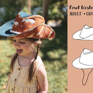 Forêt Western Hat PDF Sewing Pattern, Rancher and Cowboy hat for Newborn to Adult