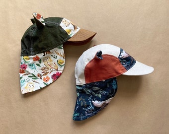 Soleil 5 Panel Hat PDF Sewing Pattern, Hat with Neck flap, Sun hat, Baseball cap, Baby, Child, Adult, Animal Hat