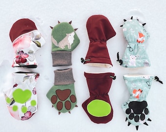 Cove Paw Mitten PDF Sewing Pattern, Baby and Kid Mittens, winter mitts, toddler mittens