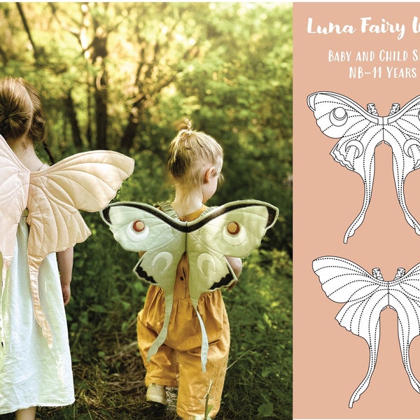 Luna Moth Fairy Quilted Wings - PDF Schnittmuster, SOFORTIGER DOWNLOAD