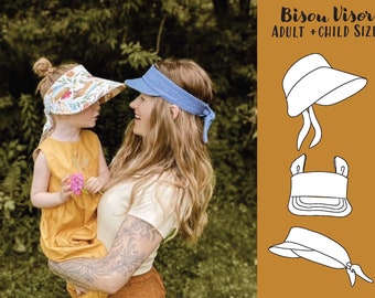 Bisou Sun Visor Hat PDF Sewing Pattern Tutorial, Sizes NB-Adult, Sunhat