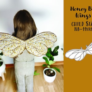 Honey Bee Fairy Wings PDF Sewing Pattern, Quilted, Wire Free, Kids Costume, Bumble Bee