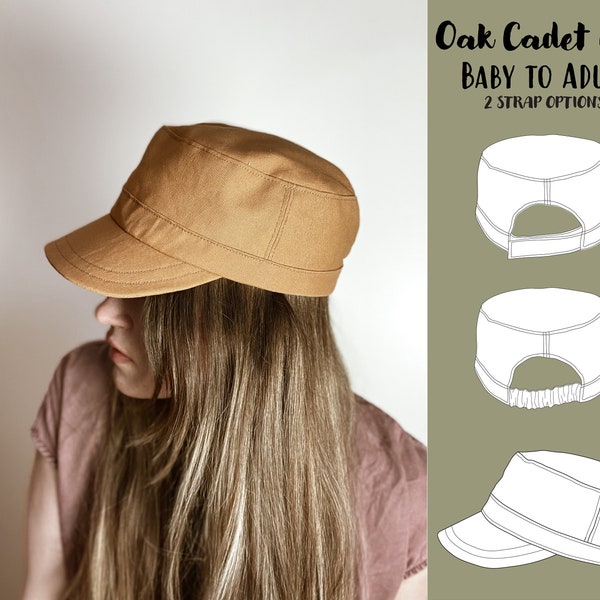 Oak Cadet Hat PDF Sewing Pattern, Sizes Baby to Adult - Instant Download