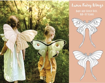Luna Moth Fairy Quilted Wings - PDF Sewing Pattern,INSTANT DOWNLOAD