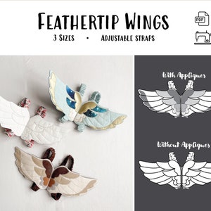 Feathertip Wings - PDF Sewing Pattern, INSTANT DOWNLOAD, Quilted wearable Fairy wings
