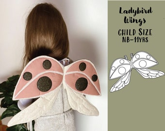 Ladybird Fairy Wings PDF Sewing Pattern, Ladybug, Quilted, Wire Free, Kids Costume