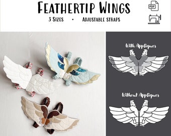 Feathertip Wings - PDF Sewing Pattern, INSTANT DOWNLOAD, Quilted wearable Fairy wings