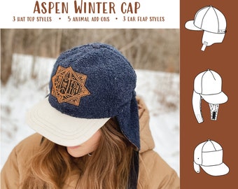 Aspen Winter Cap PDF Sewing Pattern, Baby and Adult Size - Instant Download