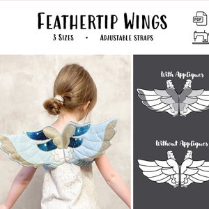 Feathertip Wings - PDF Sewing Pattern, INSTANT DOWNLOAD, Quilted wearable Fairy wings