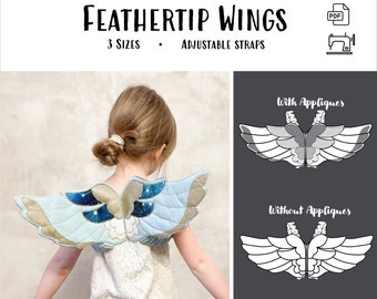 Feathertip Wings - PDF Sewing Pattern, INSTANT DOWNLOAD, Quilted wearable Fairy wings